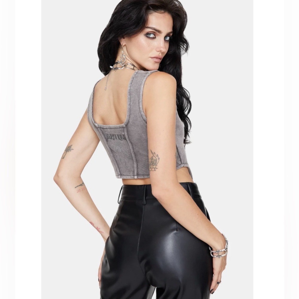 NWT Disturbia Irradiance Cotton Embroidered Jersey Corset Top size 8